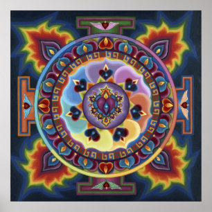 Poster Mandala Coeur flamboyant