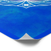Poster Mandala contour blanc aquarelle bleue - (Coin)