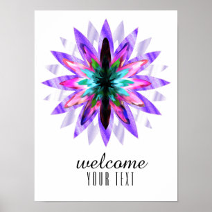 Poster Mandala Damask Bienvenue Lotus Flower Art élégant