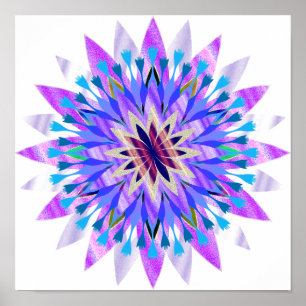 Poster Mandala Damask Lotus Flower Art élégant