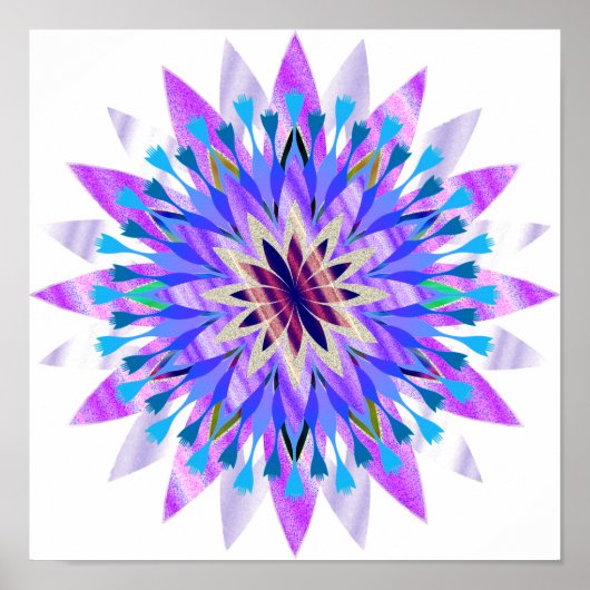 Poster Mandala Damask Lotus Flower Art élégant (Devant)