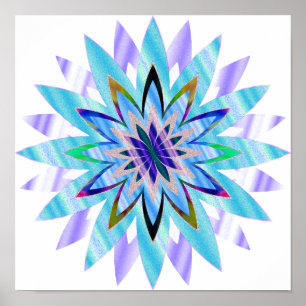 Poster Mandala Damask Lotus Flower Art élégant