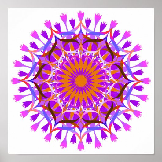Poster Mandala Damask Lotus Flower Art élégant (Devant)