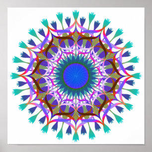 Poster Mandala Damask Lotus Flower Art élégant