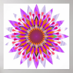 Poster Mandala Damask Lotus Flower Art élégant