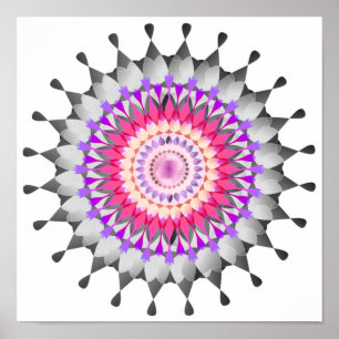 Poster Mandala Damask Lotus Flower Art élégant