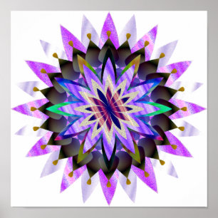 Poster Mandala Damask Lotus Flower Art élégant