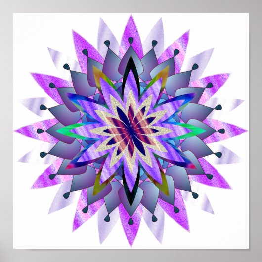 Poster Mandala Damask Lotus Flower Art élégant (Devant)