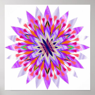 Poster Mandala Damask Lotus Flower Art élégant