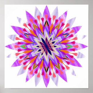 Poster Mandala Damask Lotus Flower Art élégant