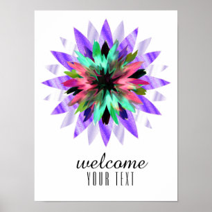 Poster Mandala Damask Welcome Lotus Flower Art Elegant