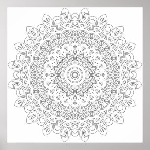 Poster Mandala de Bagues Superposées à Filigrane Floral I