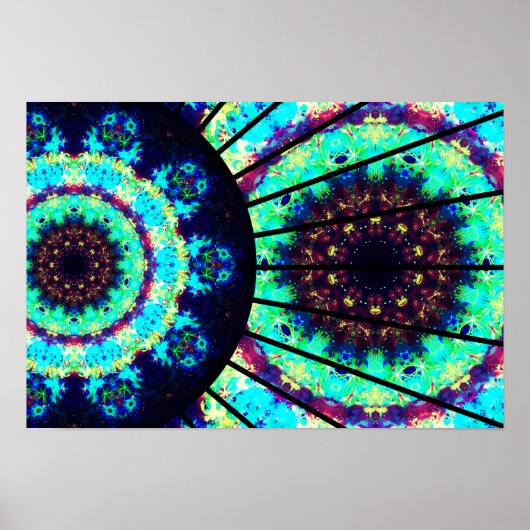 Poster Mandala de cellule fluorescente détaillée (Devant)