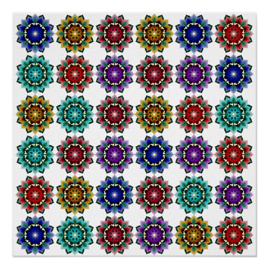 Poster Mandala de différentes couleurs (Devant)