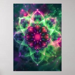 Poster Mandala de Fleur de Neon Cosmique