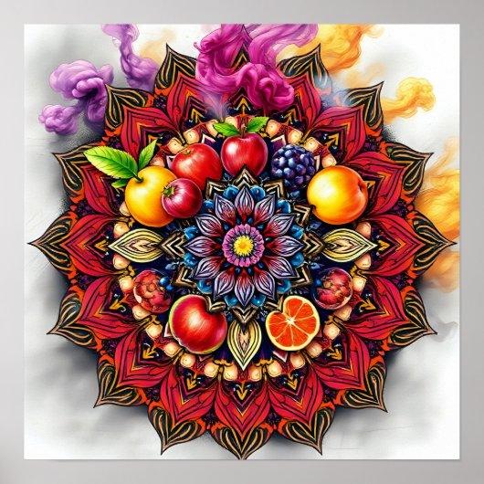Poster Mandala de fruits (Devant)