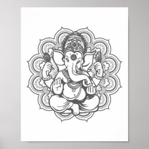 Poster Mandala de Ganesha Dieu hindou Hindouisme Cadeau d