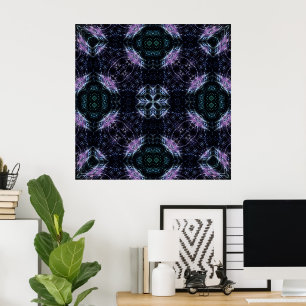 Poster Mandala de la galaxie néon avec lueur futuriste