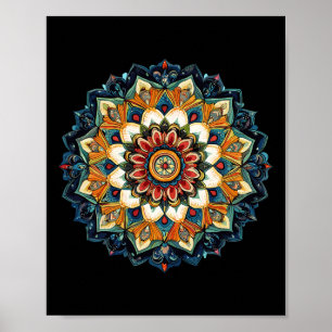 Poster Mandala de l'explosion florale bohème pour la médi