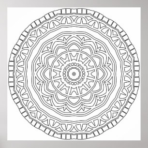 Poster Mandala de médaillon tribal à couches avec art de