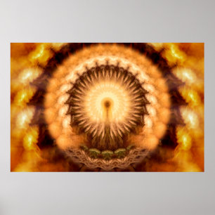 Poster Mandala d'émanation divine ambre doré