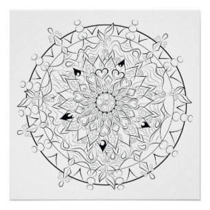 Poster Mandala dessin couleur adulte