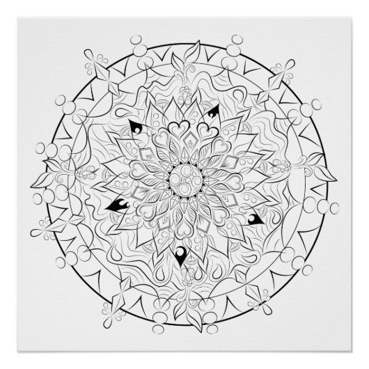 Poster Mandala dessin couleur adulte (Devant)