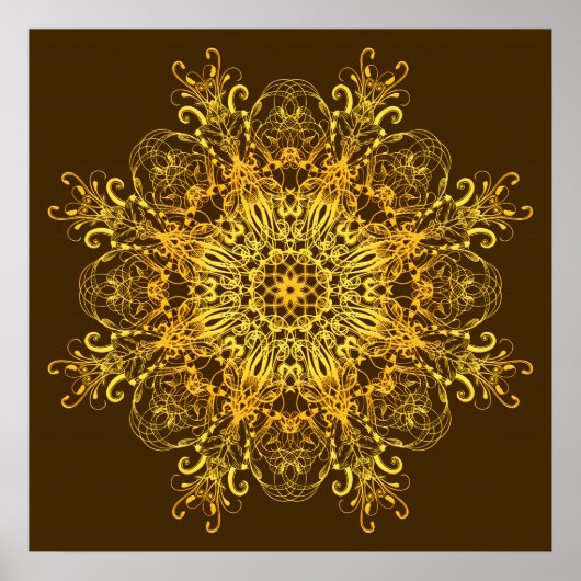 Poster Mandala d'or ethnique. (Devant)