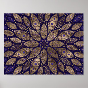 Poster Mandala - Dot Art - Purple and Gold