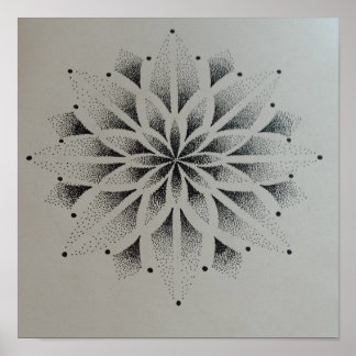 Poster mandala dotwork moderne noir et blanc