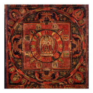 Poster Mandala du bouddhisme tibétain d'Amogapasha