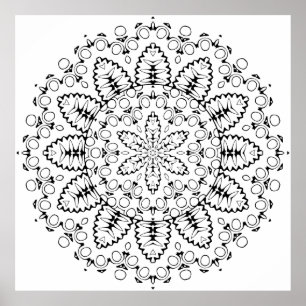 Poster Mandala Éclat Botanique avec Dessin de Couronne de