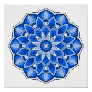 Poster Mandala en bleu