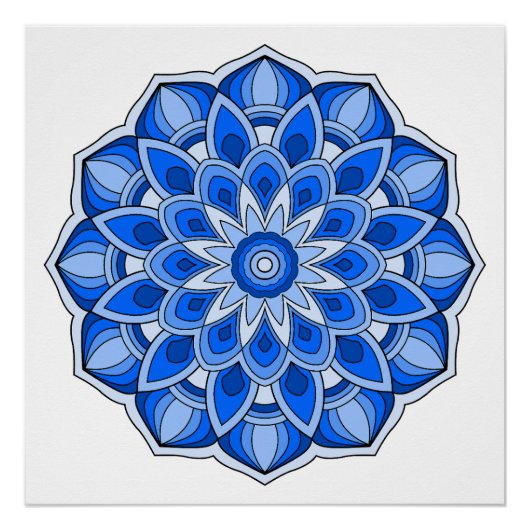 Poster Mandala en bleu (Devant)