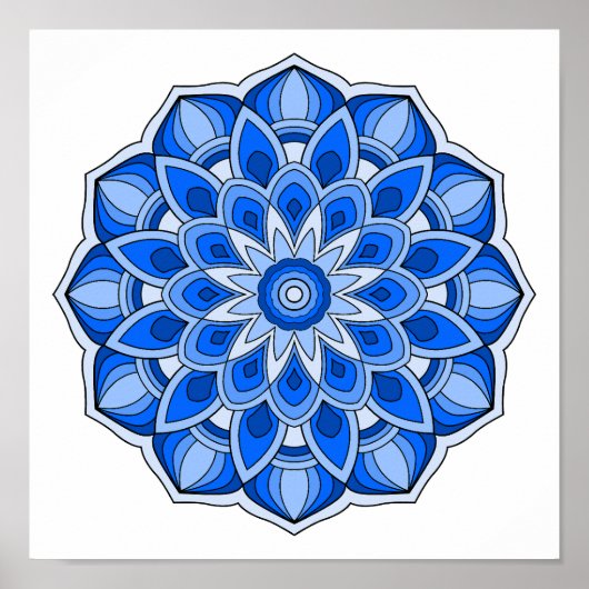 Poster Mandala en bleu (Devant)