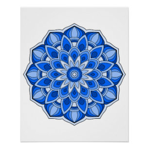 Poster Mandala en bleu