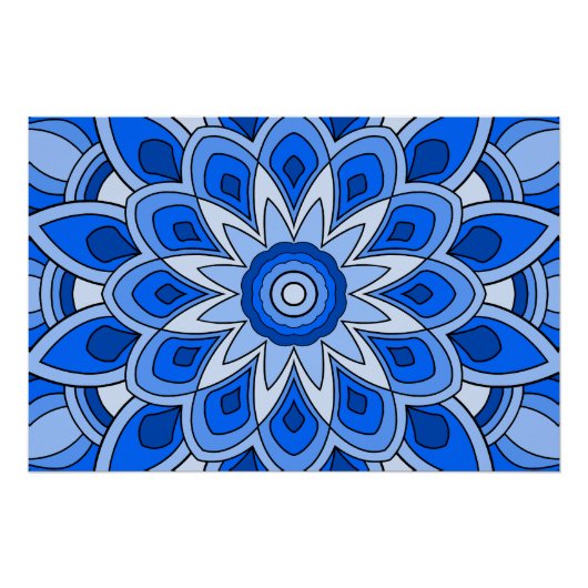 Poster Mandala en bleu (Devant)