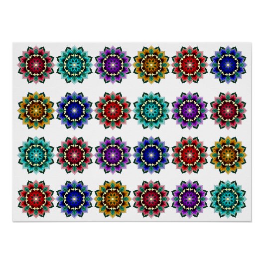 Poster Mandala en différentes couleurs (Devant)