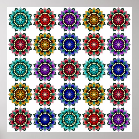 Poster Mandala en différentes couleurs (Devant)