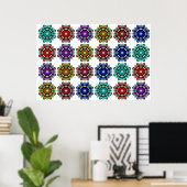 Poster Mandala en différentes couleurs (Bureau à domicile)