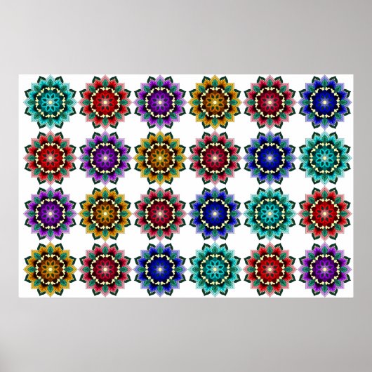 Poster Mandala en différentes couleurs (Devant)