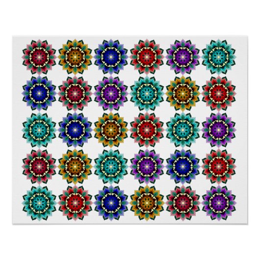 Poster Mandala en différentes couleurs (Devant)