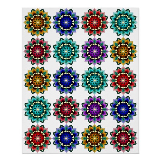 Poster Mandala en différentes couleurs (Devant)