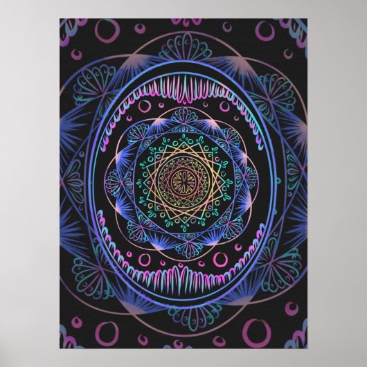 Poster Mandala en fleur galactique (Devant)