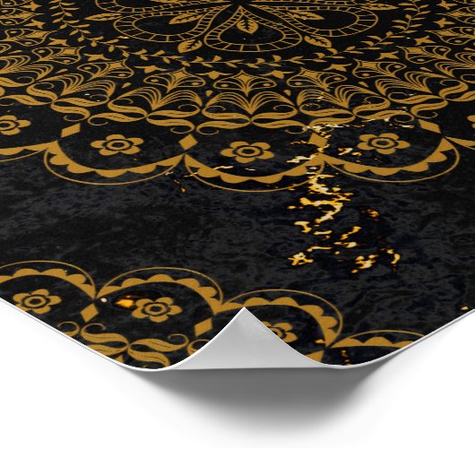 Poster Mandala en or noir (Coin)