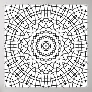 Poster Mandala en spirale géométrique avec lignes angulai