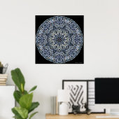 Poster Mandala en verre de couleur bleu (Bureau à domicile)