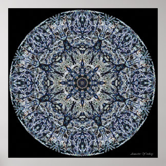 Poster Mandala en verre de couleur bleu