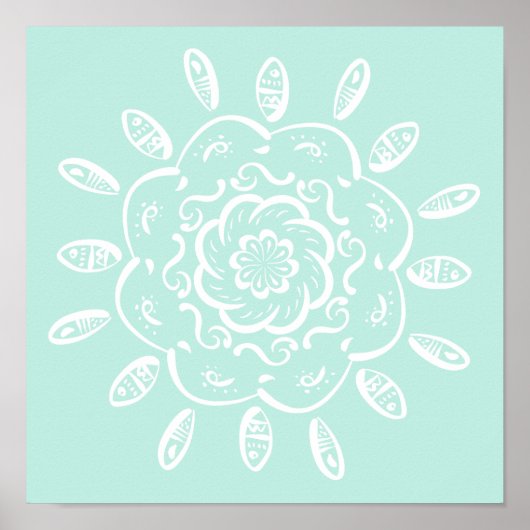 Poster Mandala en verre marin (Devant)