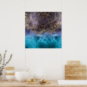 Poster Mandala et confetti à fleurs d'or (Cuisine)